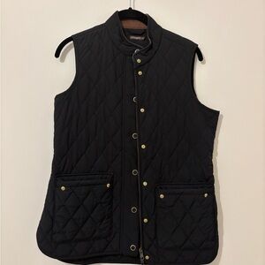 J. McLaughlin Black Quilted Vest with Gold Buttons